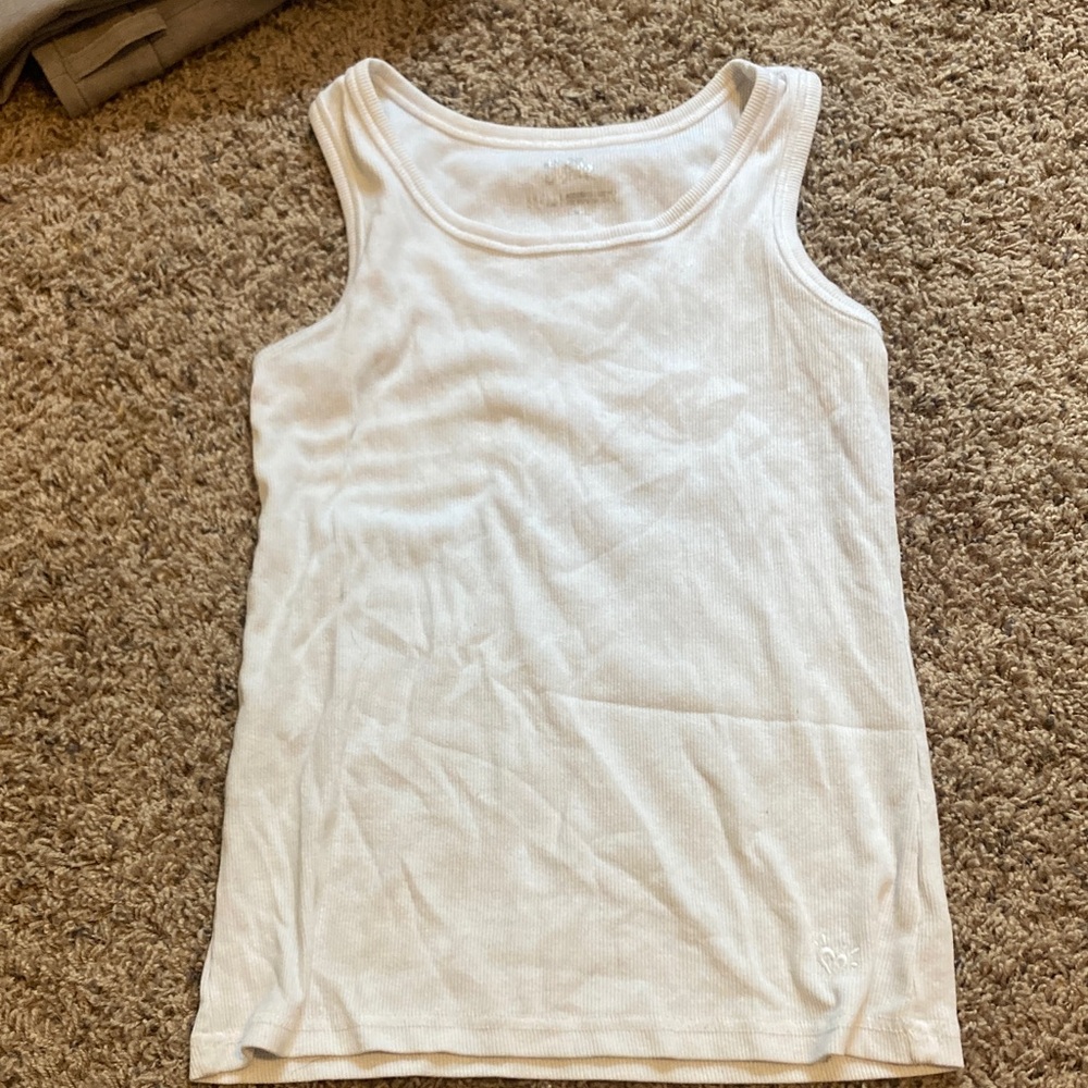 Justice Cream Ribbed Tank Top